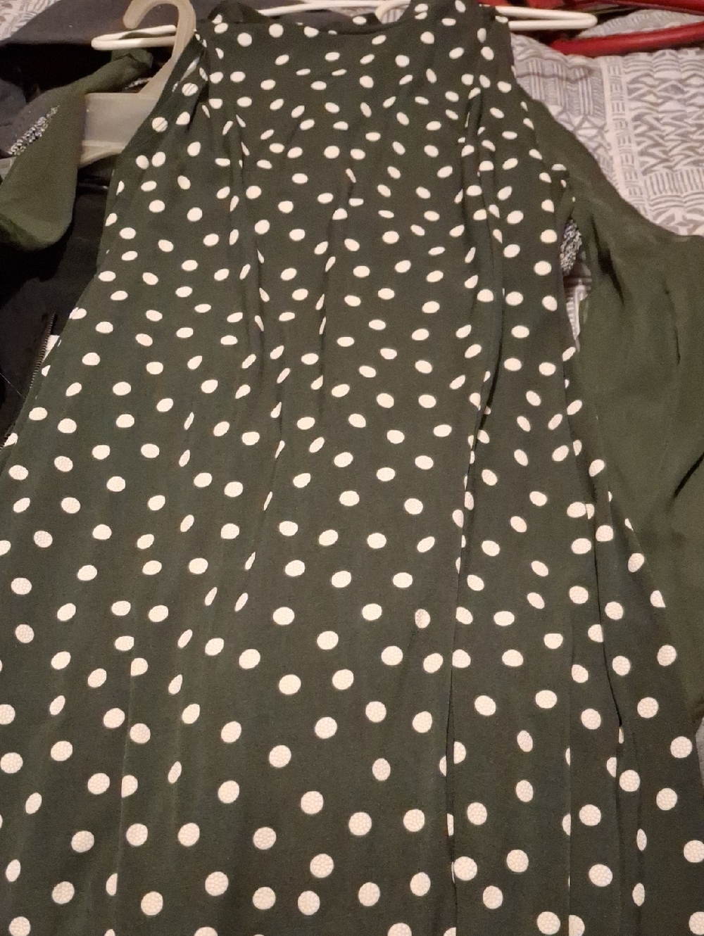 Signature by Robbie Bee Gray Dress with White Polka Dots